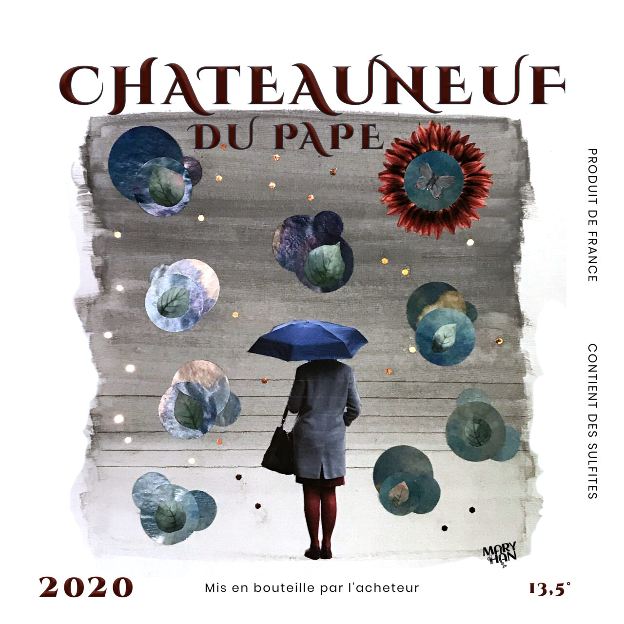 Etiquette de bouteille de vin Châteauneuf du pape